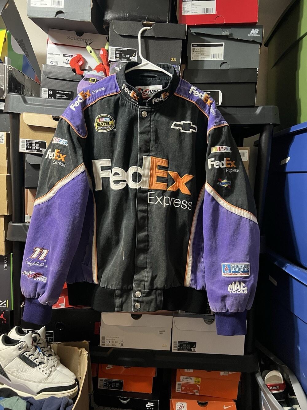 Size 2XL- Vintage Denny Hamlin #11 FedEx Chase Authentics NASCAR Racing Jacket
